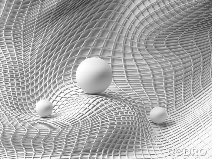 Fotobehang 3D ballen op een netwerk