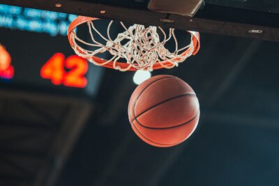Fotobehang 3D basketbal in vlucht