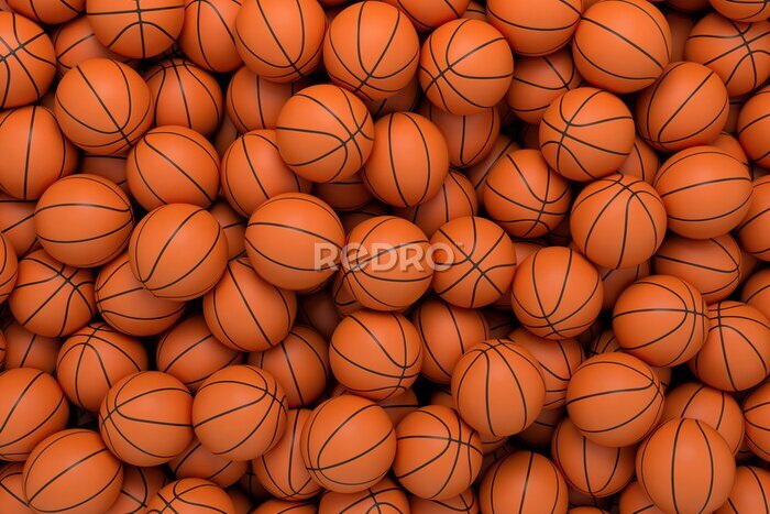Fotobehang 3D basketbalballen