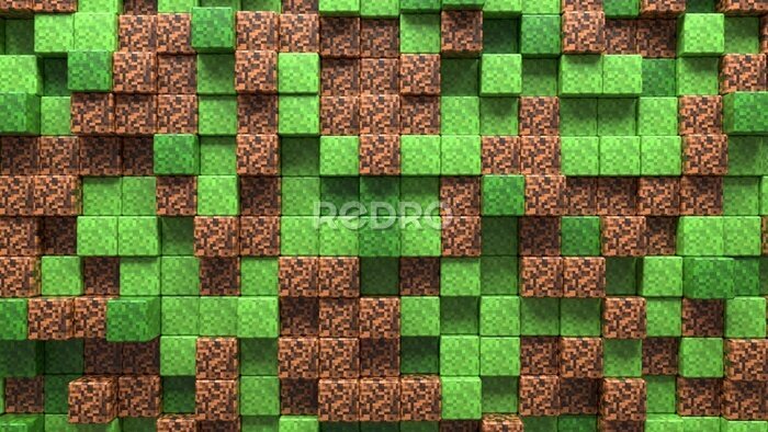 Fotobehang 3D digitale wereld van Minecraft