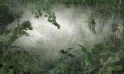 Fotobehang 3D groene jungle