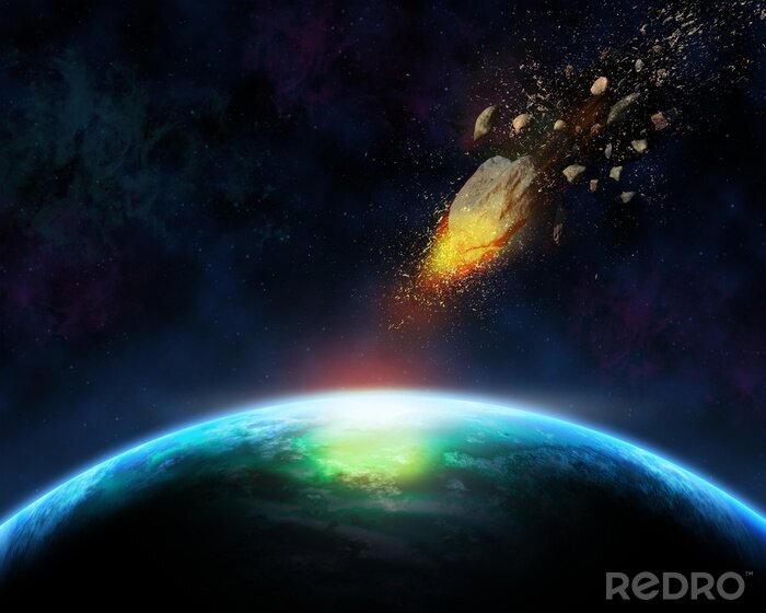 Fotobehang 3D heelal met meteorieten