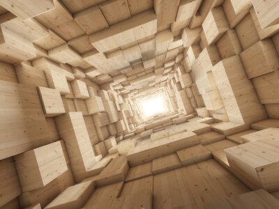 3D houten tunnel