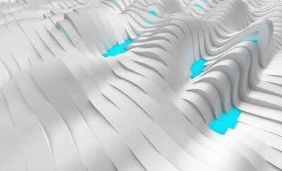 Fotobehang 3D illustratie van witte die oppervlakte van golvende lijnen, abstracte achtergrond wordt gemaakt