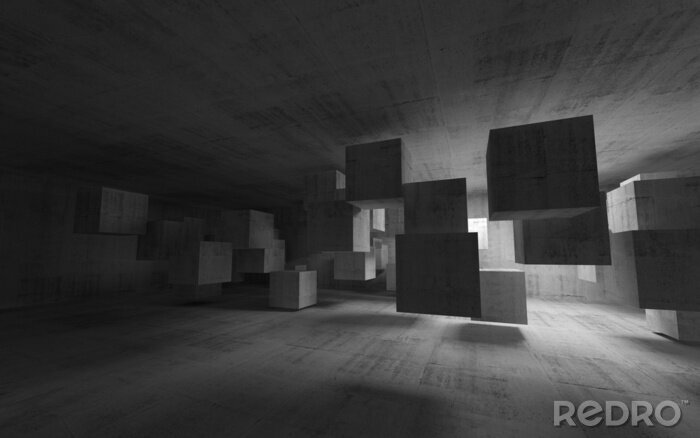 Fotobehang 3D-kubussen die in de lucht hangen