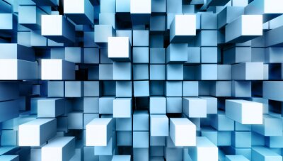 Fotobehang 3D kubussen in blauw