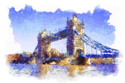 Fotobehang 3D Londen in aquarel