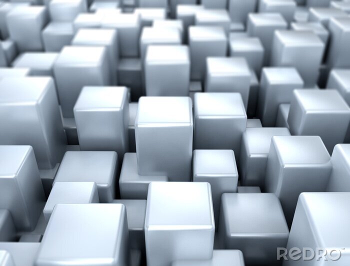 Fotobehang 3D metalen kubussen