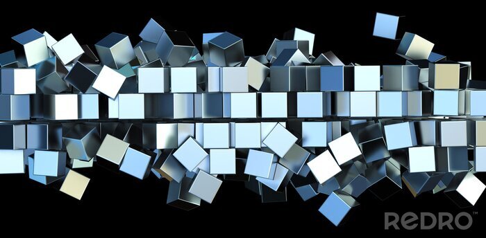 Fotobehang 3D metalen kubussen