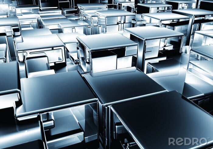 Fotobehang 3D metalen kubussen