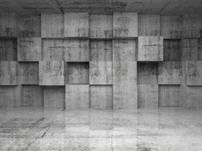 3D-muur gebouwd van betonnen kubussen