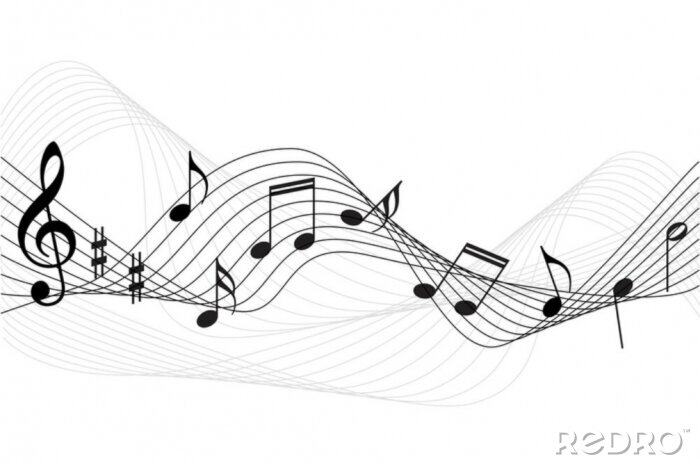 Fotobehang 3D muziek op notenbank