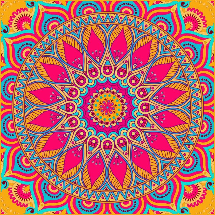 Fotobehang 3D oosterse mandala verzadigd met kleuren