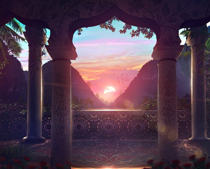 Fotobehang 3D oosterse natuur