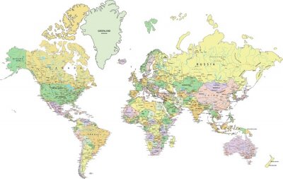 3D politieke wereldkaart