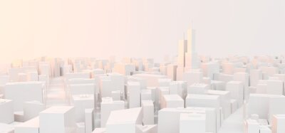 Fotobehang 3D Rendering Of Low Poly Modern City