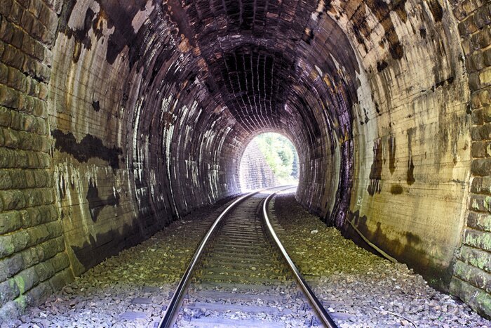 Fotobehang 3D spoorwegtunnel