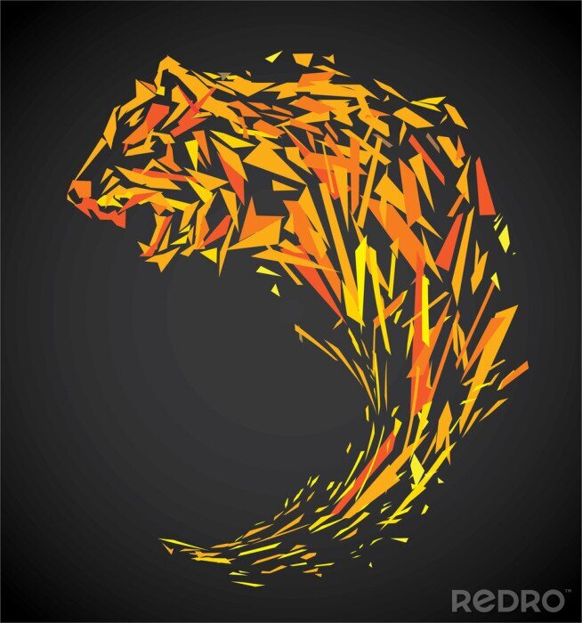 Fotobehang 3D tijger oranje en geel