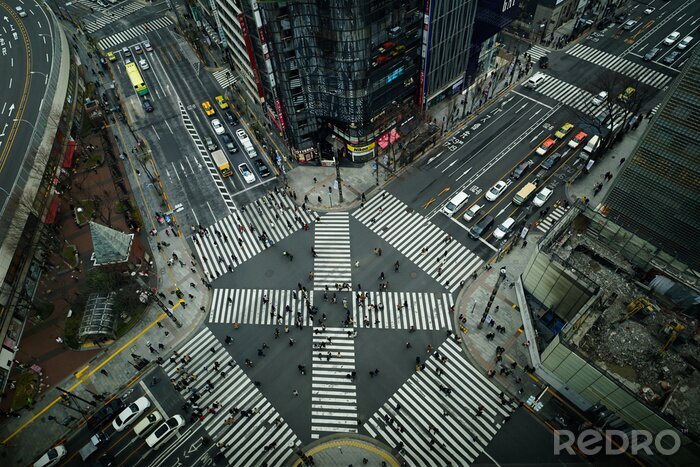 Fotobehang 3D Tokio en kruispunt