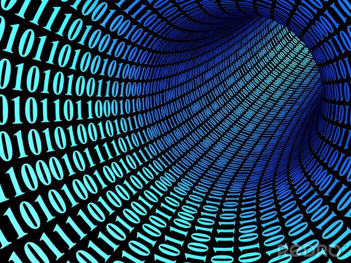 Fotobehang 3D tunnel binaire code