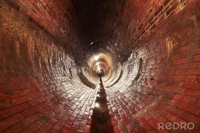 Fotobehang 3D tunnel in baksteen