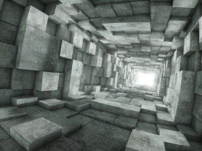 Fotobehang 3D tunnel met blokken