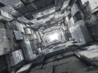 Fotobehang 3D tunnel met geometrie
