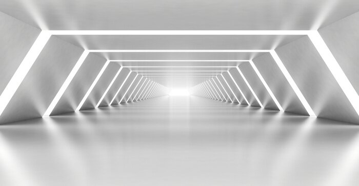 Fotobehang 3D tunnel met lichten