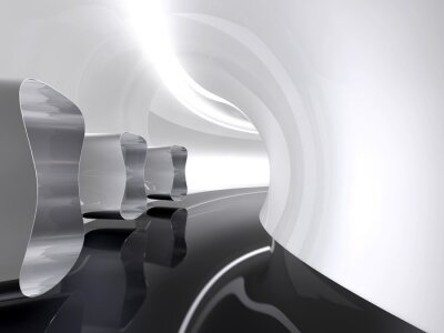 Fotobehang 3D tunnel met metalen figuren