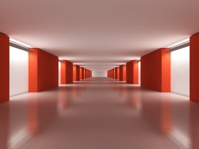 Fotobehang 3D tunnel met rode wanden