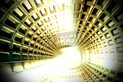 Fotobehang 3D tunnel met tegels