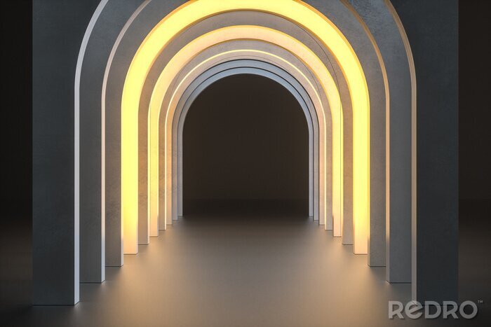 Fotobehang 3D tunnel met verlichting
