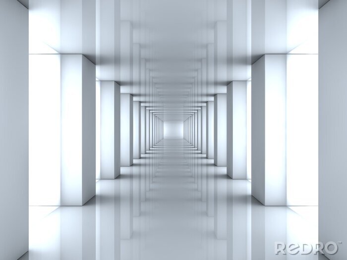 Fotobehang 3D tunnel met witte inkepingen