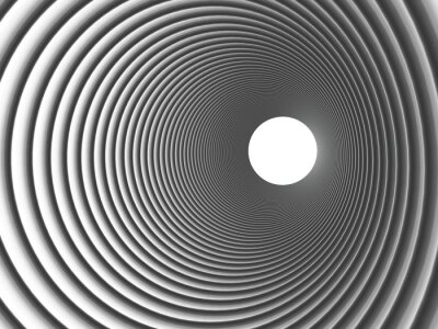 Fotobehang 3D tunnel met witte ringen