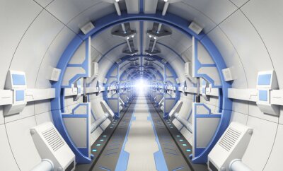 Fotobehang 3D tunnel op een ruimteschip
