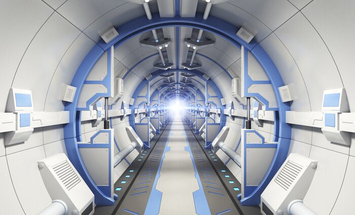 Fotobehang 3D tunnel op een ruimteschip
