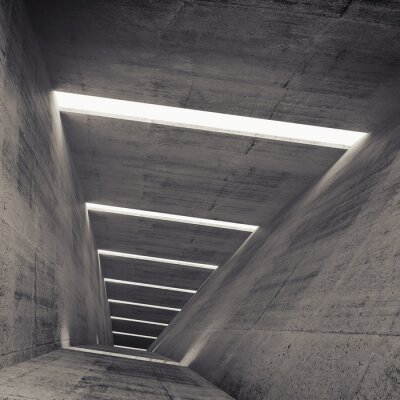 Fotobehang 3D tunnel van donkere beton