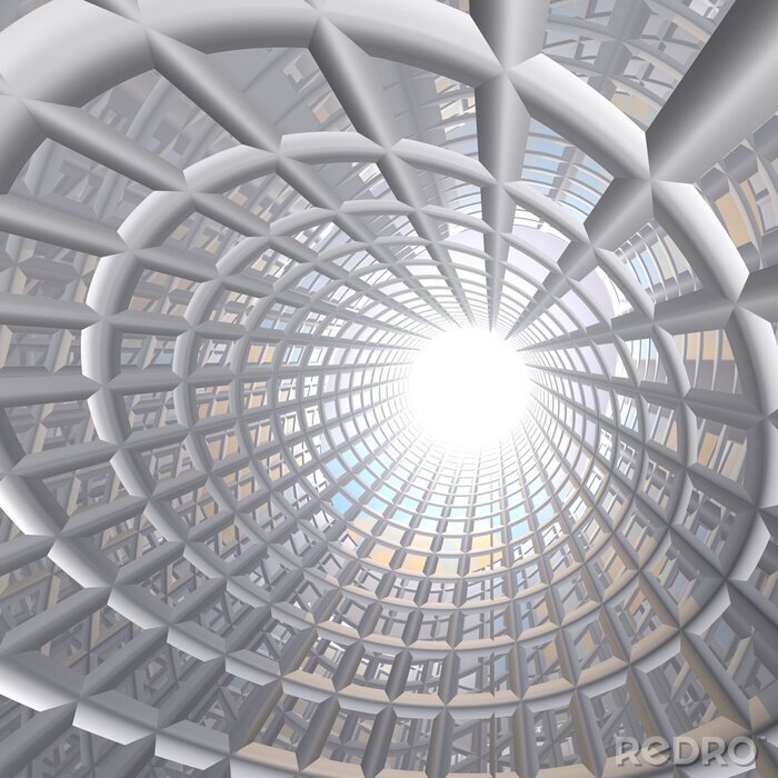 Fotobehang 3D  tunnel van geometrische mesh
