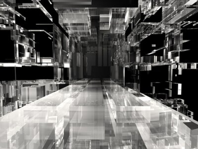 Fotobehang 3D tunnel van glas