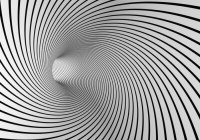 Fotobehang 3D tunnel zwart-wit vortex