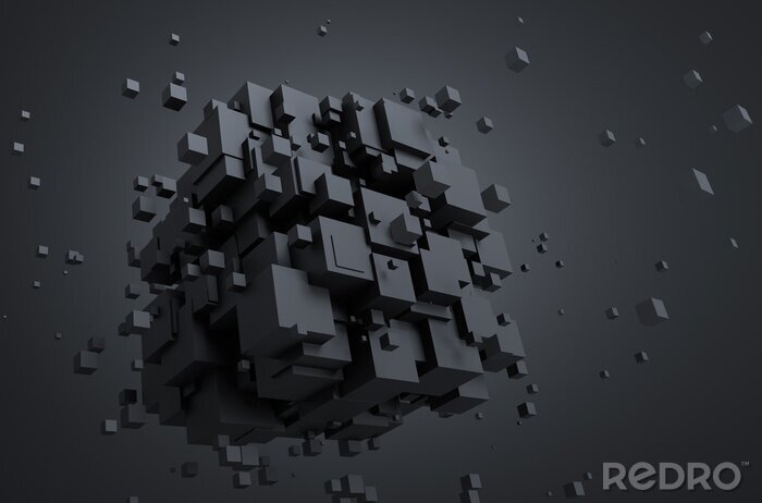 Fotobehang 3d vaste stof gemaakt van grijze kubussen