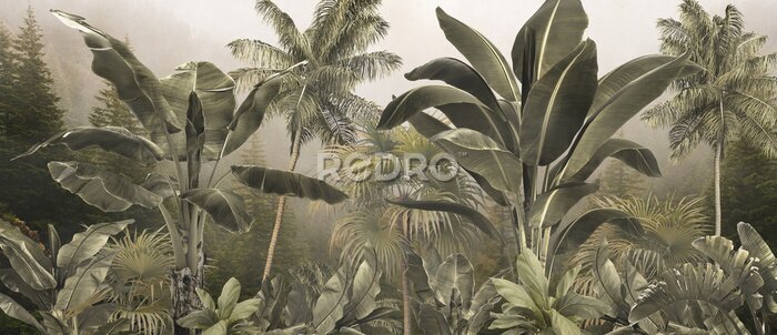 Fotobehang 3D-vegetatie in een tropische jungle