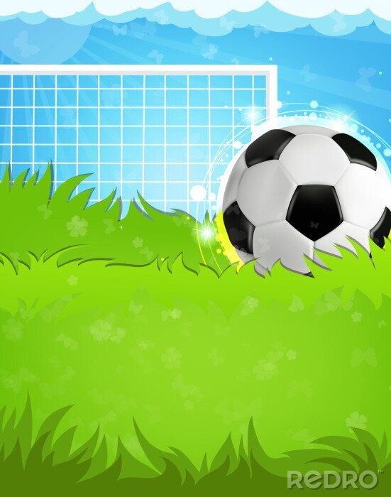 Fotobehang 3D voetbal in het hoge gras