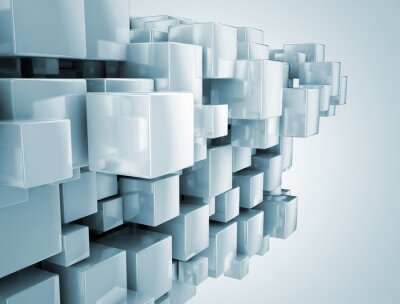 Fotobehang 3D wand van kubuswen