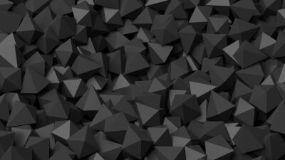 Fotobehang 3D zwart veelvlakken stapel abstracte achtergrond