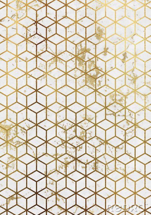 Fotobehang Abstract 3D-effect van gouden kubussen