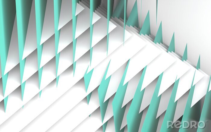 Fotobehang Abstract 3D-ontwerp met witte en turquoise elementen