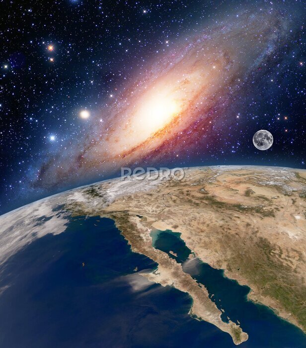 Fotobehang Abstract beeld van planeet Aarde en sterrenstelsels