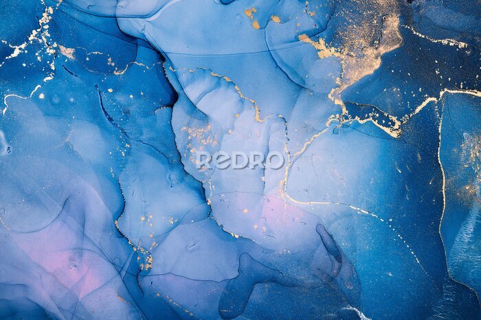 Fotobehang Abstract blauw met gouden details