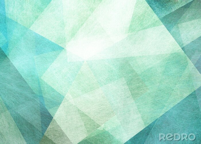 Fotobehang abstract blue green background with textured triangle shapes in fun geometric pattern, teal and white color texture in modern art design